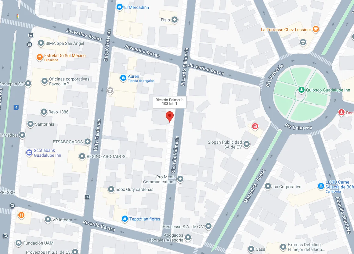Ubicación de la sede en Guadalupe Inn, CDMX